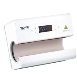 VEVOR Auto Tumbler Heat Press Machine, Mug Heat Press for 11-30oz Sublimation Tumblers, Heat Up Fast and Even, Tumbler Press with Tape and Glove, Temp and Time Setting, for Tumblers, Cups, Mugs, White