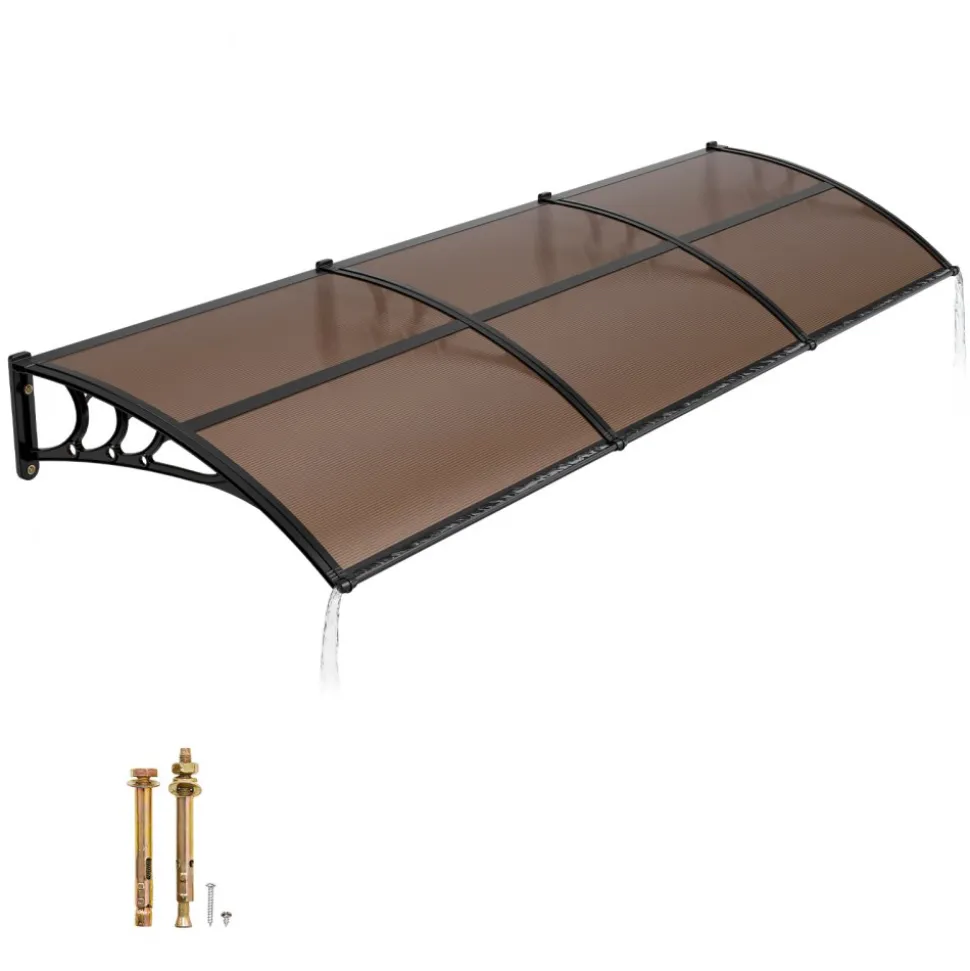 VEVOR Awnings for Door Entrance, 38 x 117 in, Exterior Front Door Window Awnings with Drainage & ABS Bracket, Rain Snow Sun Protection, Overhang Polycarbonate Door Canopy for Porch Patio, Clear