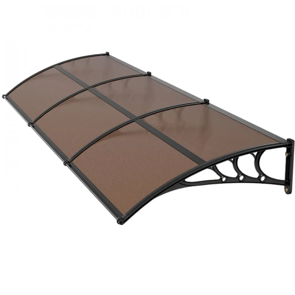 VEVOR Awnings for Door Entrance, 38 x 117 in, Exterior Front Door Window Awnings with Drainage & ABS Bracket, Rain Snow Sun Protection, Overhang Polycarbonate Door Canopy for Porch Patio, Clear