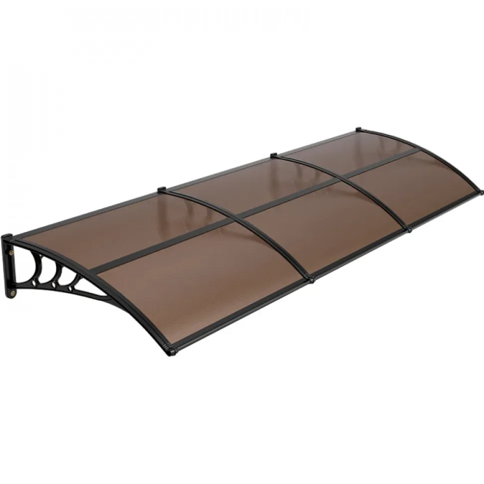 VEVOR Awnings for Door Entrance, 38 x 117 in, Exterior Front Door Window Awnings with Drainage & ABS Bracket, Rain Snow Sun Protection, Overhang Polycarbonate Door Canopy for Porch Patio, Clear