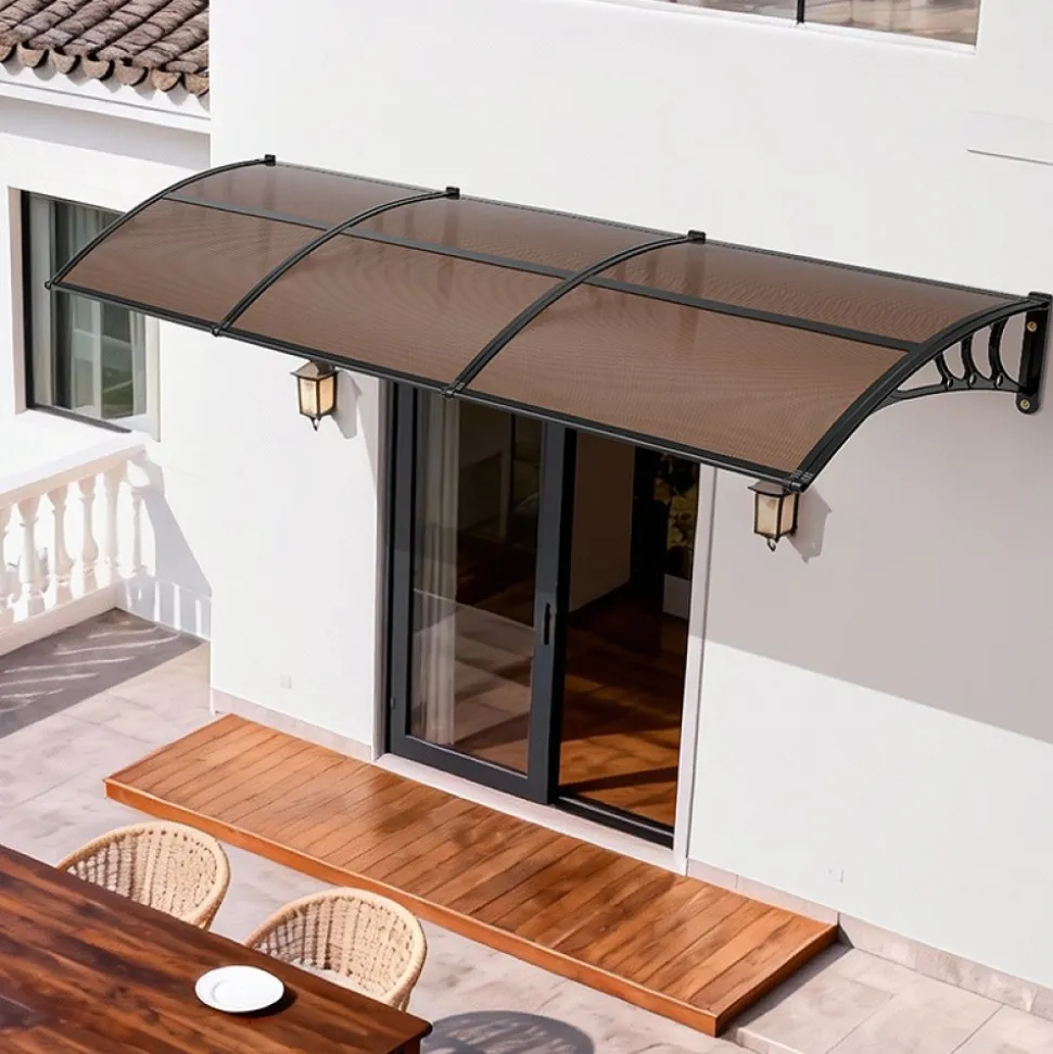 VEVOR Awnings for Door Entrance, 38 x 117 in, Exterior Front Door Window Awnings with Drainage & ABS Bracket, Rain Snow Sun Protection, Overhang Polycarbonate Door Canopy for Porch Patio, Clear