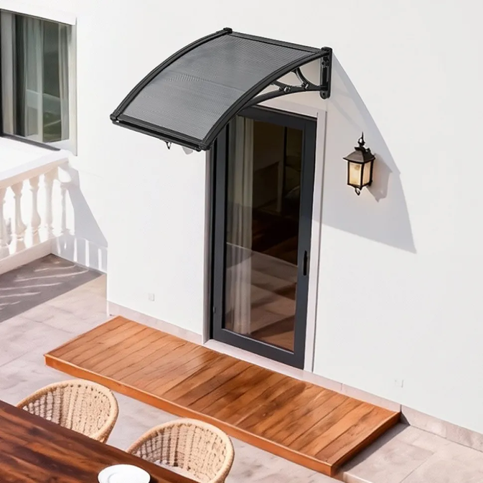 VEVOR Awnings for Door Entrance, 38 x 40 in, Exterior Front Door Window Awnings with Drainage & ABS Bracket, Rain Snow Sun Protection, Overhang Polycarbonate Door Canopy for Porch Patio, Smoky Gray