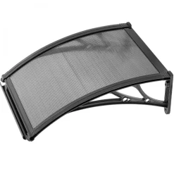 VEVOR Awnings for Door Entrance, 38 x 40 in, Exterior Front Door Window Awnings with Drainage & ABS Bracket, Rain Snow Sun Protection, Overhang Polycarbonate Door Canopy for Porch Patio, Smoky Gray