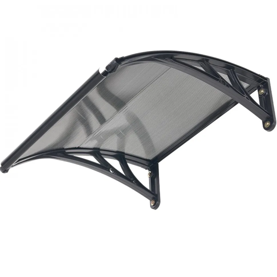 VEVOR Awnings for Door Entrance, 38 x 40 in, Exterior Front Door Window Awnings with Drainage & ABS Bracket, Rain Snow Sun Protection, Overhang Polycarbonate Door Canopy for Porch Patio, Smoky Gray