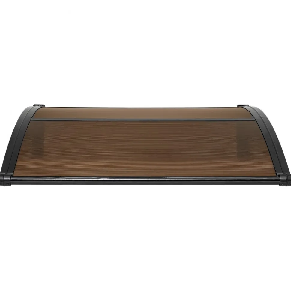 VEVOR Awnings for Door Entrance, 38 x 40 in, Exterior Front Door Window Awnings with Drainage & ABS Bracket, Rain Snow Sun Protection, Overhang Polycarbonate Door Canopy for Porch Patio, Brown