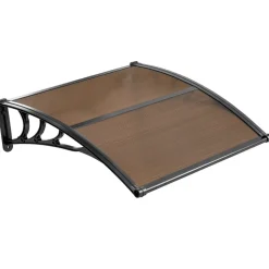 VEVOR Awnings for Door Entrance, 38 x 40 in, Exterior Front Door Window Awnings with Drainage & ABS Bracket, Rain Snow Sun Protection, Overhang Polycarbonate Door Canopy for Porch Patio, Brown