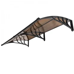 VEVOR Awnings for Door Entrance, 38 x 78 in, Exterior Front Door Window Awnings with Drainage & Metal Bracket, Rain Snow Sun Protection, Overhang Polycarbonate Door Canopy for Porch Patio, Brown