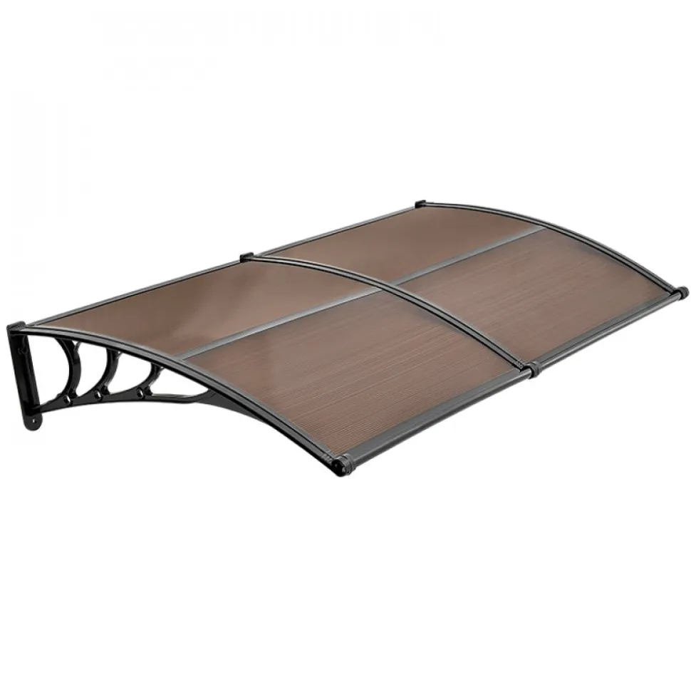 VEVOR Awnings for Door Entrance, 38 x 78 in, Exterior Front Door Window Awnings with Drainage & Metal Bracket, Rain Snow Sun Protection, Overhang Polycarbonate Door Canopy for Porch Patio, Brown