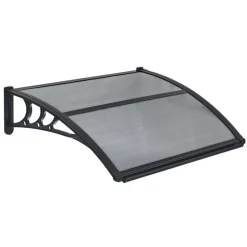 VEVOR Awnings for Door Entrance, 30 x 39 in, Exterior Front Door Window Awnings with Drainage & ABS Bracket, Rain Snow Sun Protection, Overhang Polycarbonate Door Canopy for Porch Patio, Smoky Gray