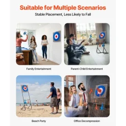 VEVOR Axe Throwing Game, Plastic Bristle Target with 8 Throwing Axes Set, Foldable Steel Frame, Easy to Store, Stable Placement for Indoor and Outdoor, Backyard, Yard and Carnival Games, Adults Kids