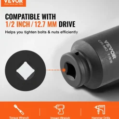 VEVOR Axle Nut Impact Socket Set, 1/2