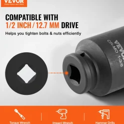 VEVOR Axle Nut Impact Socket Set, 1/2