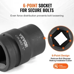 VEVOR Axle Nut Impact Socket Set, 1" Drive 6-Point 9-Piece SAE Spindle Nut Socket Set, CR-MO Heat Treated Large Socket Set with Storage Case, for Auto Repair, Removing or Installing Axle Nuts