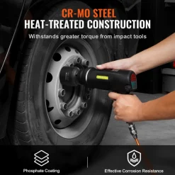 VEVOR Axle Nut Impact Socket Set, 3/4" Drive 6-Point 8-Piece Metric Spindle Nut Socket Set, CR-MO Heat Treated Large Socket Set with Storage Case, for Auto Repair, Removing or Installing Axle Nuts