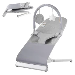 VEVOR Baby Bouncer, Folding Bouncer Seat for Babies 0-9 Months, Newborn Bouncer Chair with 2 Reclining Angles & 3-Point Harness, Portable Infant Rocker with Carrying Bag for Indoors Outdoors, Camel