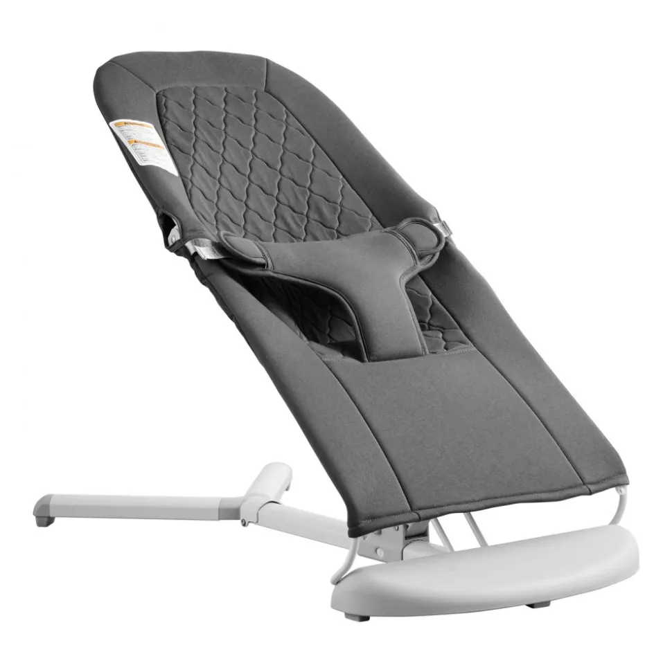 VEVOR Baby Bouncer, Folding Bouncer Seat for Babies 0-9 Months, Newborn Bouncer Chair with 2 Reclining Angles & 3-Point Harness, Portable Infant Rocker with Carrying Bag for Indoor Outdoor, Dark Gray