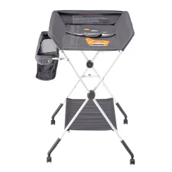 VEVOR Baby Changing Table, Foldable Diaper Change Station with Side Basket, Adjustable Height Portable Changing Table with Lockable Wheels, Multi-Functional Storage Organizer Nursery, Dark Gray
