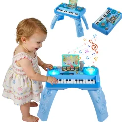VEVOR Baby DJ Playset for Toddlers 1-3, Educational Musical Table Toys with 133 Sound Sources, Recording and LED DJ Turntable, Baby Activity Table for Birthday, Gift for Kids Aged 6+ Months