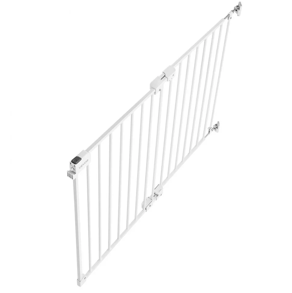 VEVOR Baby Gate for Stairs, 26-43 in Adjustable Width, 28 in High Dog Gate, No Bottom Bar, One-Handed Operation, Easy Drilling Installation with Hardware Kit, for Stairs, Doorways, and House, White