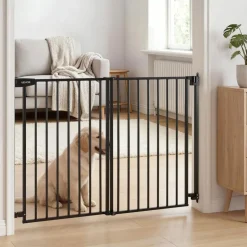 VEVOR Baby Gate for Stairs, 31-48 in Adjustable Width, 30 in High Dog Gate, No Bottom Bar, One-Handed Operation, Easy Drilling Installation with Hardware Kit, for Stairs, Doorways, and House, Black