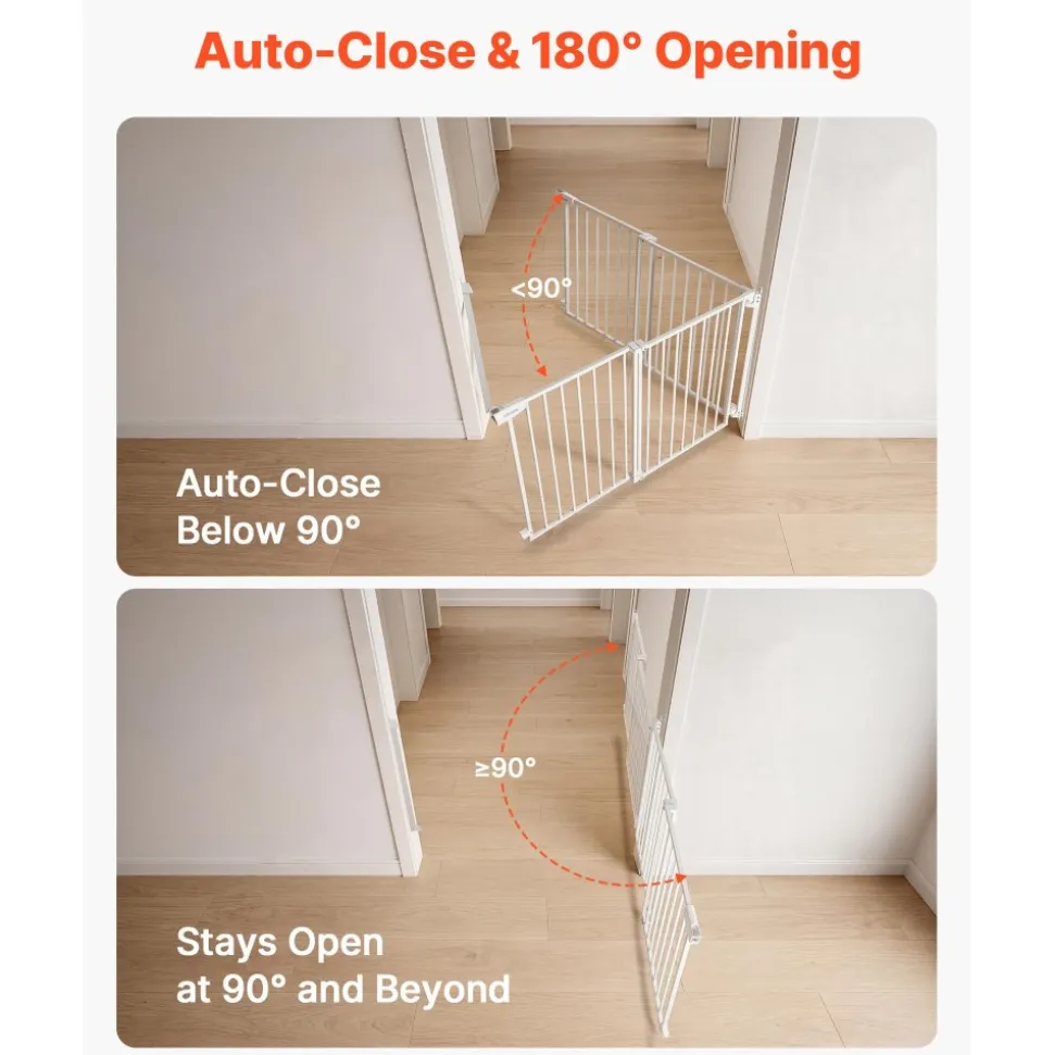 VEVOR Baby Gate for Stairs, 31-48 in Adjustable Width, 30 in High Dog Gate, No Bottom Bar, One-Handed Operation, Easy Drilling Installation with Hardware Kit, for Stairs, Doorways, and House, White