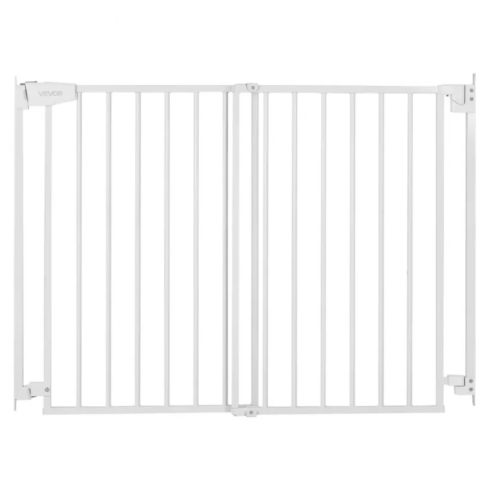 VEVOR Baby Gate for Stairs, 28-43 in Adjustable Width, 30 in High Dog Gate, No Bottom Bar, One-Handed Operation, Easy Drilling Installation with Hardware Kit, for Stairs, Doorways, and House, White