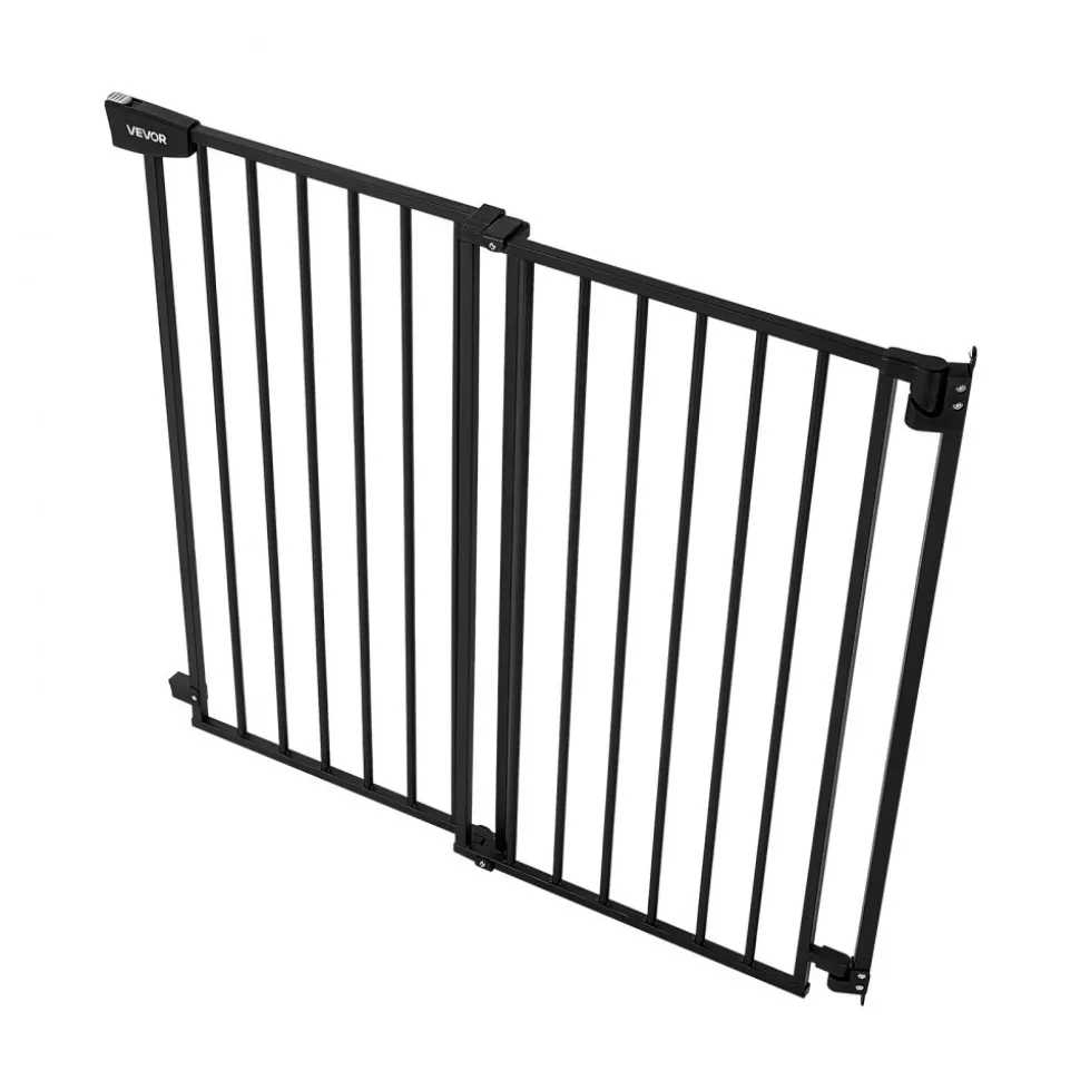 VEVOR Baby Gate for Stairs, 28-43 in Adjustable Width, 30 in High Dog Gate, No Bottom Bar, One-Handed Operation, Easy Drilling Installation with Hardware Kit, for Stairs, Doorways, and House, Black