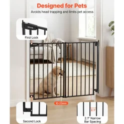 VEVOR Baby Gate for Stairs, 28-43 in Adjustable Width, 30 in High Dog Gate, No Bottom Bar, One-Handed Operation, Easy Drilling Installation with Hardware Kit, for Stairs, Doorways, and House, Black