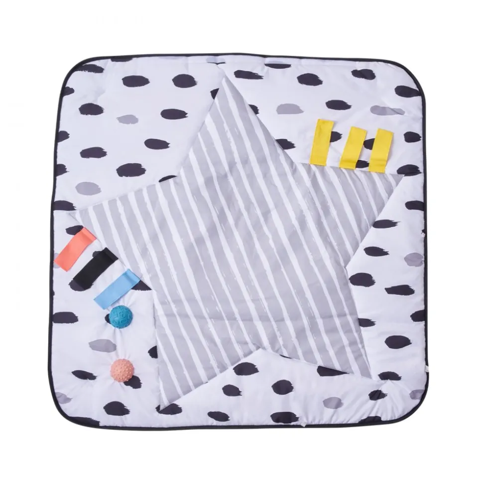 VEVOR Baby Play Gym Mat, Tummy Time Mat with 6 Sensory Toys, Baby Activity Mat with 2 Touch Balls & Soft Fabric for Sensory & Motor Skill Development, Baby Essential Gift for 0-18 Month Newborn Infant