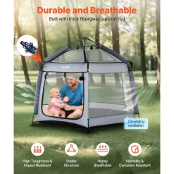 VEVOR Baby Playpen, Pop Up Toddler Playpen with Canopy, Indoor & Outdoor Portable Play Yard for Babies Toddlers with UPF 50+ Sunshades & Travel Bag for Home Park Beach, Foldable and Lightweight