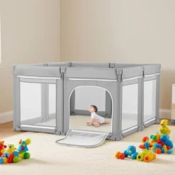 VEVOR Baby Playpen, 78.7″ x 70.1″ Extra Large Toddlers Playpen, Foldable Baby Fence Play Yard with Zippered Door & Soft Breathable Mesh, Indoor Outdoor Safety Activity Center - Great Gift for Toddlers