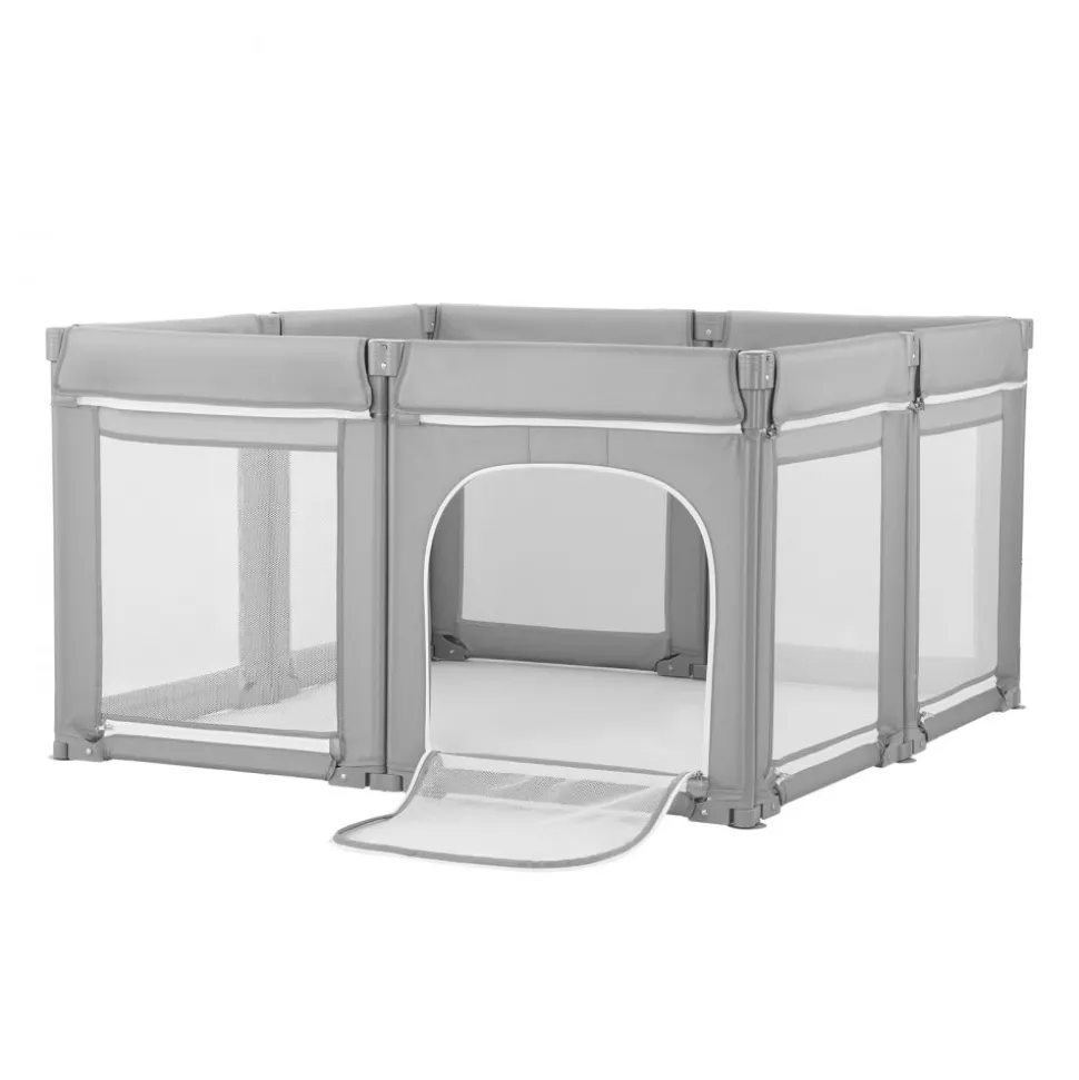 VEVOR Baby Playpen, 47.2″ x 47.2″ Foldable Toddlers Playpen, Indoor/Outdoor Baby Fence Play Yard with Zippered Door & Soft Breathable Mesh, No-Gap Toddlers Activity Center for 6 -24 Months Babies