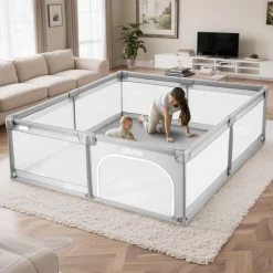 VEVOR Baby Playpen, 78.7″ x 58.7″ Large Toddlers Playpen, Indoor/Outdoor Baby Fence Play Yard with 50 Ocean Balls, Zippered Door & Breathable Mesh, No-Gap Safety Activity Center for Babies Toddlers