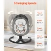 VEVOR Baby Swing, 5-Speed Baby Rocker with 3 Seat Position, Portable Infant Swing for Newborn with PVC Touch Panel, Remote Control, Bluetooth, 10 Lullabies & Toy Bar for 0-9 Month/0-20 lbs Boys Girls