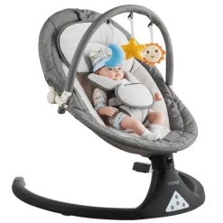 VEVOR Baby Swing, 5-Speed Baby Rocker with 3 Seat Position, Portable Infant Swing for Newborn with PVC Touch Panel, Remote Control, Bluetooth, 10 Lullabies & Toy Bar for 0-9 Month/0-20 lbs Boys Girls