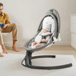 VEVOR Baby Swing, 5-Speed Baby Rocker with 3 Seat Position, Portable Infant Swing for Newborn with PVC Touch Panel, Remote Control, Bluetooth, 10 Lullabies & Toy Bar for 0-9 Month/0-20 lbs Boys Girls