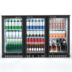 VEVOR Back Bar Cooler, 11.4 Cu.Ft Commercial Beverage Refrigerator with 3 Glass Door, Large Under Counter Fridge w/ LED Lighting, Shelf, Low-E Glass Display Cooler for Store, Lobby, Restaurant, Pub