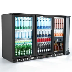 VEVOR Back Bar Cooler, 11.4 Cu.Ft Commercial Beverage Refrigerator with 3 Glass Door, Large Under Counter Fridge w/ LED Lighting, Shelf, Low-E Glass Display Cooler for Store, Lobby, Restaurant, Pub
