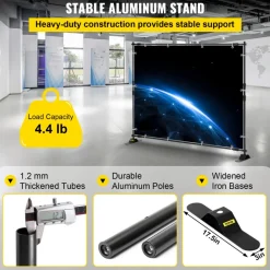 VEVOR Backdrop Banner Stand 8 x 8 Ft Adjustable Heavy Duty Background Stand with 1 Carrying Bag, Backdrop Stand for Parties Wedding Photo Booth Trade Show
