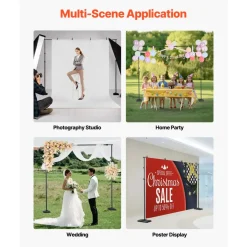 VEVOR Backdrop Stand, 8.5 x 10 ft Adjustable Photo Backdrop Stand Kit, Portable Background Backdrop Stand with 7 Crossbars, Heavy Duty Projector Screen Stand, for Wedding, Photo Video Studio & Party