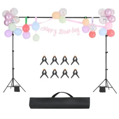 VEVOR Backdrop Stand, 7 x 10 ft Adjustable Photo Backdrop Stand Kit, Portable Background Backdrop Stand with 3 Crossbars, Heavy Duty Projector Screen Stand, for Wedding, Photo Video Studio & Party
