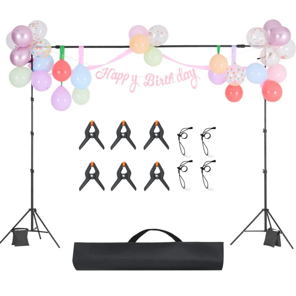 VEVOR Backdrop Stand, 8.5 x 10 ft Adjustable Photo Backdrop Stand Kit, Portable Background Backdrop Stand with 2 Tripods, Heavy Duty Projector Screen Stand, for Wedding, Photo Video Studio & Party