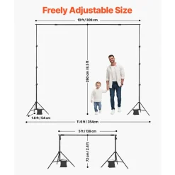 VEVOR Backdrop Stand, 8.5 x 10 ft Adjustable Photo Backdrop Stand Kit, Portable Background Backdrop Stand with 2 Tripods, Heavy Duty Projector Screen Stand, for Wedding, Photo Video Studio & Party