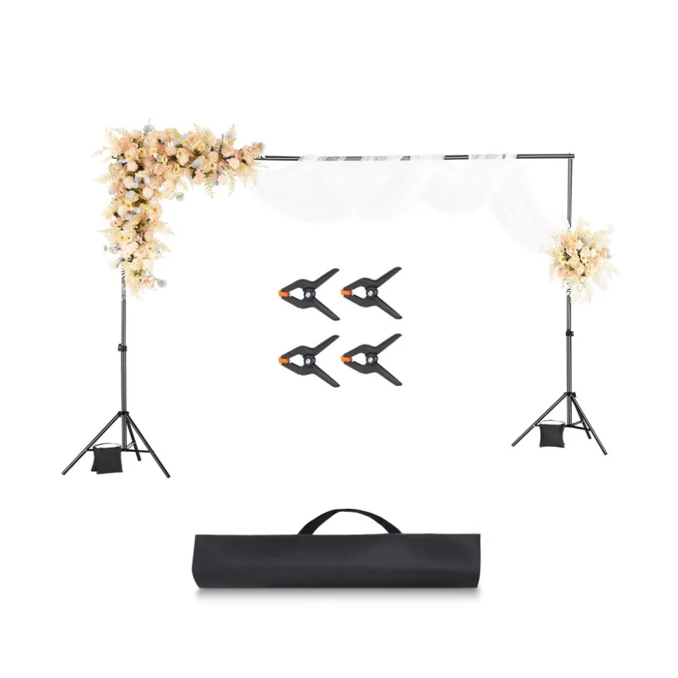 VEVOR Backdrop Stand, 6.5 x 10 ft Adjustable Photo Backdrop Stand Kit, Portable Background Backdrop Stand with 5 Crossbars, Heavy Duty Projector Screen Stand, for Wedding, Photo Video Studio & Party