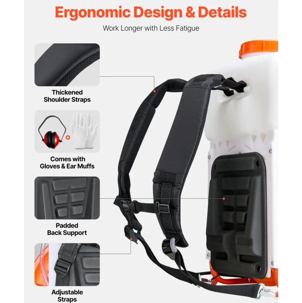 VEVOR Backpack Fogger Sprayer, 63CC 3HP Engine, Gas Powered Fogger Sprayer with 4 Gallon Tank, Powder and Liquid Mister Duster System for Effective Fleas Ticks Critters Control, Gardening & Farming