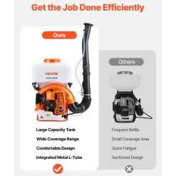 VEVOR Backpack Fogger Sprayer, 63CC 3HP Engine, Gas Powered Fogger Sprayer with 4 Gallon Tank, Powder and Liquid Mister Duster System for Effective Fleas Ticks Critters Control, Gardening & Farming