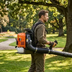 VEVOR Backpack Leaf Blower, 75.6CC 4-Stroke Engine Gas Powered Leaf Blower with 1.8L Fuel Tank, 615 CFM Air Volume, 179 MPH Air Speed, Ideal for Lawn Care, Leaves Cleaning, Yard Debris & Snow Removal