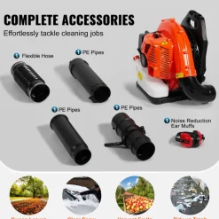VEVOR Backpack Leaf Blower, 79CC 2-Cycle Gas Leaf Blower with 3L Fuel Tank, 930CFM Air Volume 184MPH Speed, Ideal for Lawn Care, Leaf Cleaning, and Snow Removal