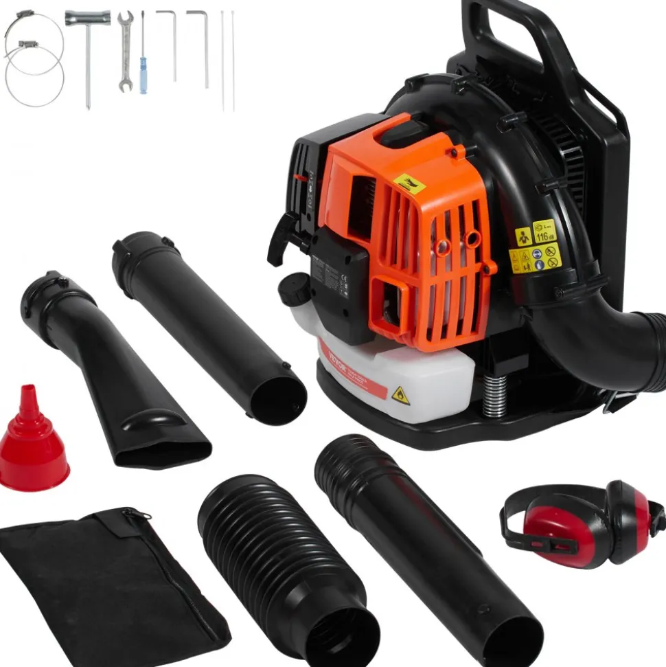 VEVOR Backpack Leaf Blower, 52CC 2-Cycle Leaf Blower with 1.37L Fuel Tank, 480CFM Air Volume 175MPH Speed, Ideal for Lawn Care, Leaf Cleaning, and Snow Removal