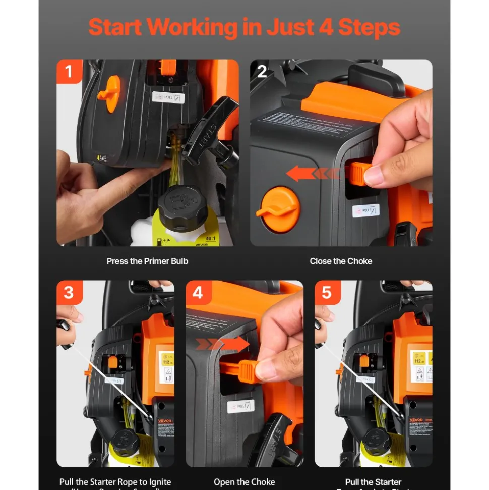 VEVOR Backpack Leaf Blower, 43CC 2-Stroke Engine Gas Powered Leaf Blower with 1.38L Fuel Tank, 447 CFM Air Volume, 150 MPH Air Speed, Ideal for Lawn Care, Leaves Cleaning, Yard Debris & Snow Removal